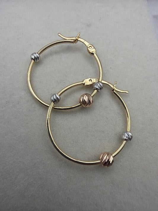 Tri-Color Beaded Hoops — Eternia Vitta