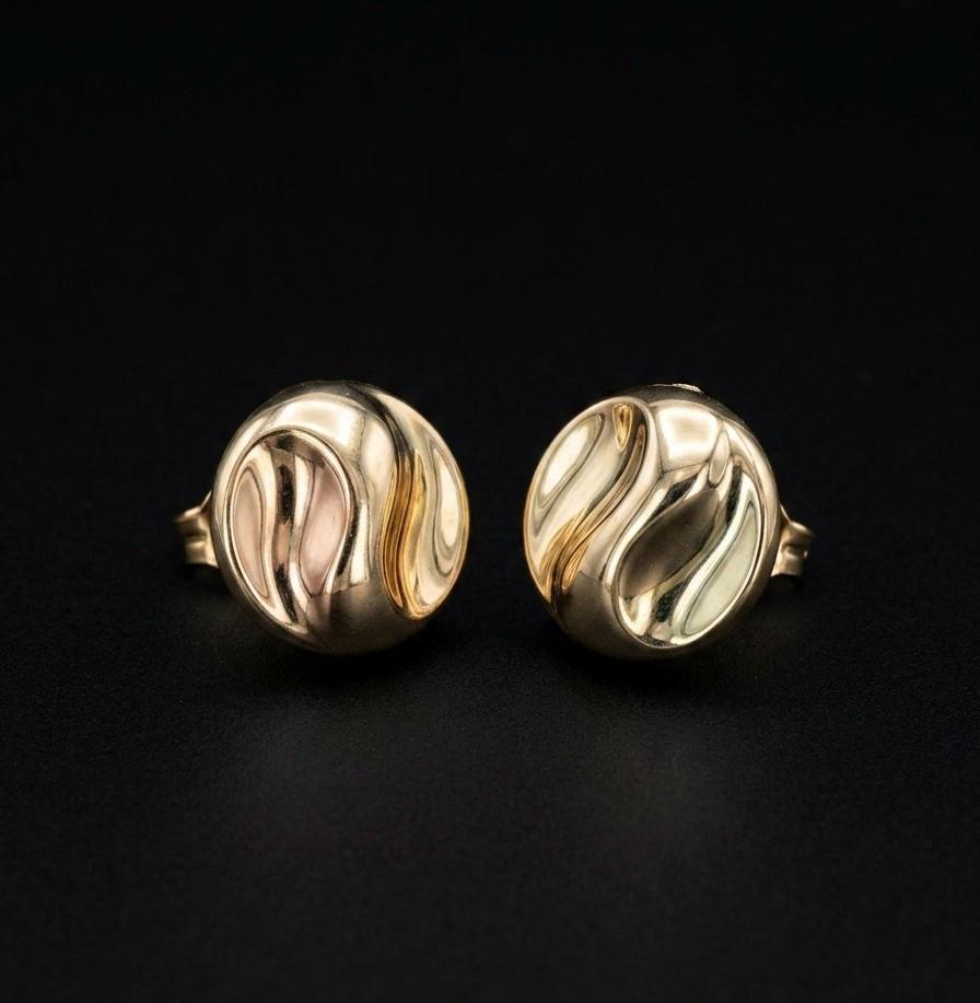 Two-Tone Swirl Dome Earrings