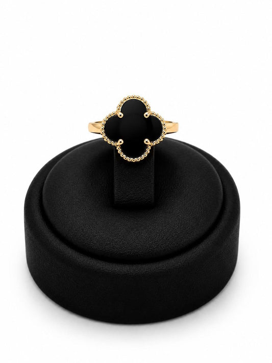 Onyx Clover Ring