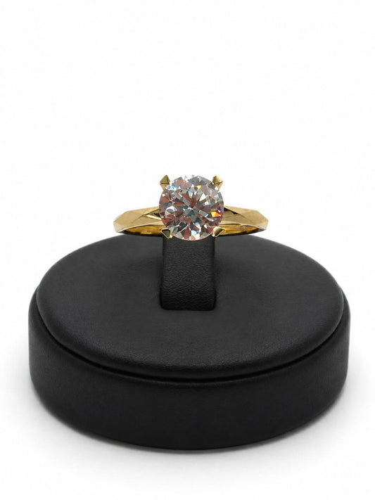 Faceted Band Solitaire Ring
